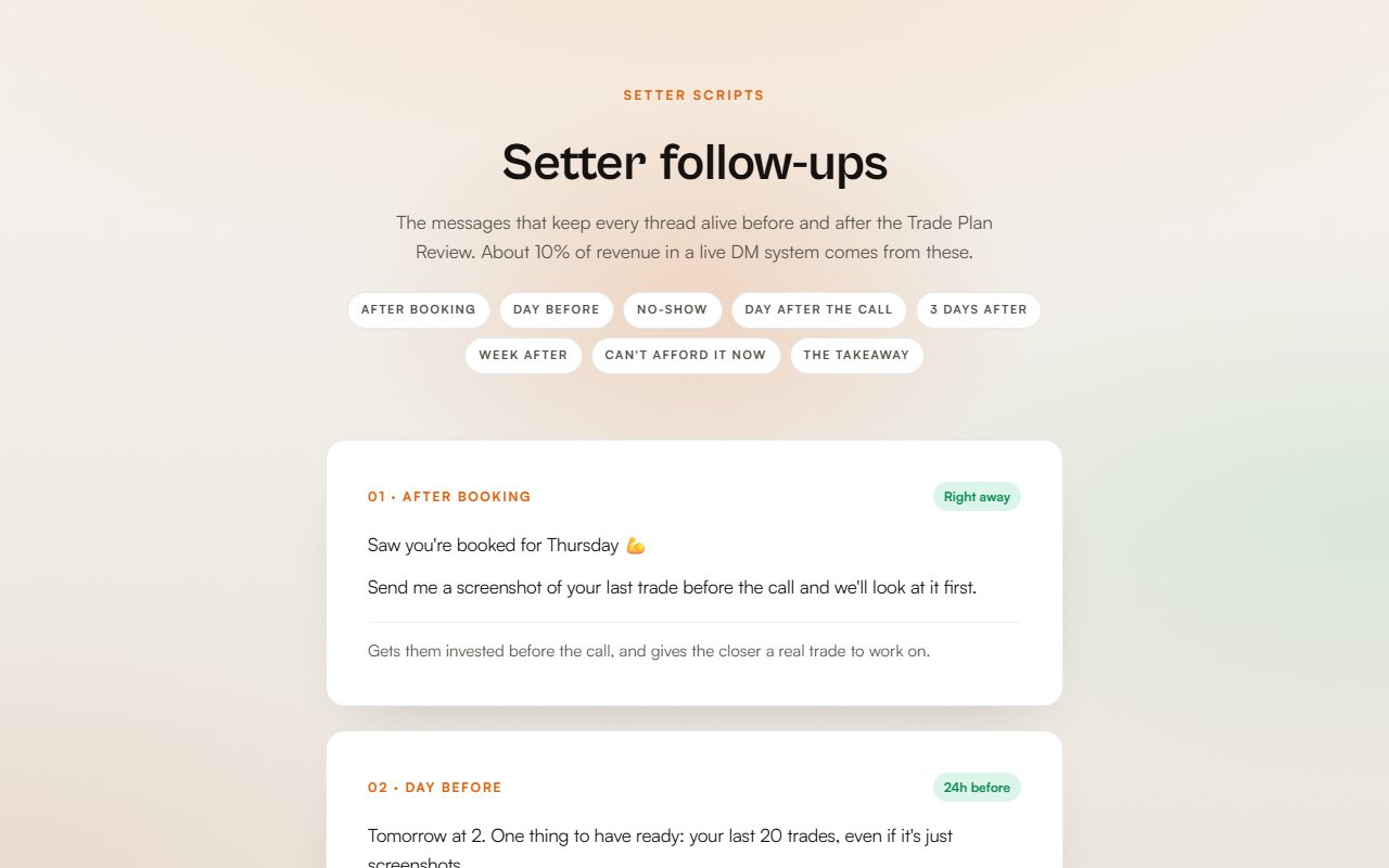 Setter follow-ups preview